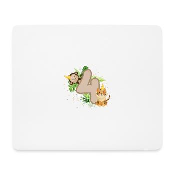 Vierter Geburtstag Dschungel Tiger Affe 4. Junge - Mousepad (Querformat) - Weiß - Vorne