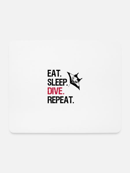 Eat Sleep Dive Repeat - Manta Ray - Vector Design - Mousepad (Querformat) - Weiß
