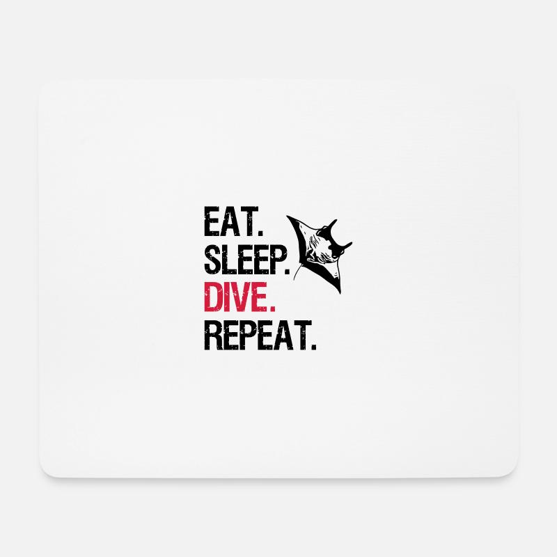 Eat Sleep Dive Repeat - Manta Ray - Vector Design - Mousepad (Querformat) - Weiß