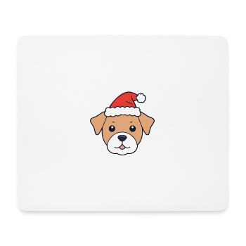 Chien avec chapeau de Père Noël - Tapis de souris (format paysage) - blanc - Devant