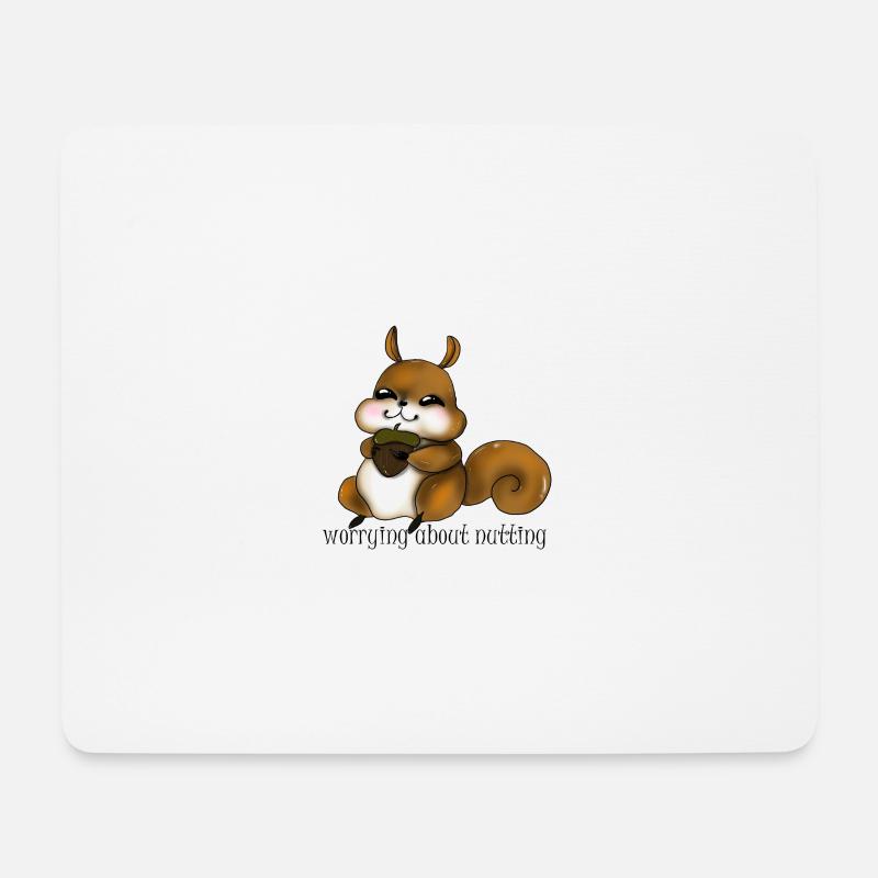 Kuscheliges Eichhörnchen mit Nuss - Mousepad (Querformat) - Weiß