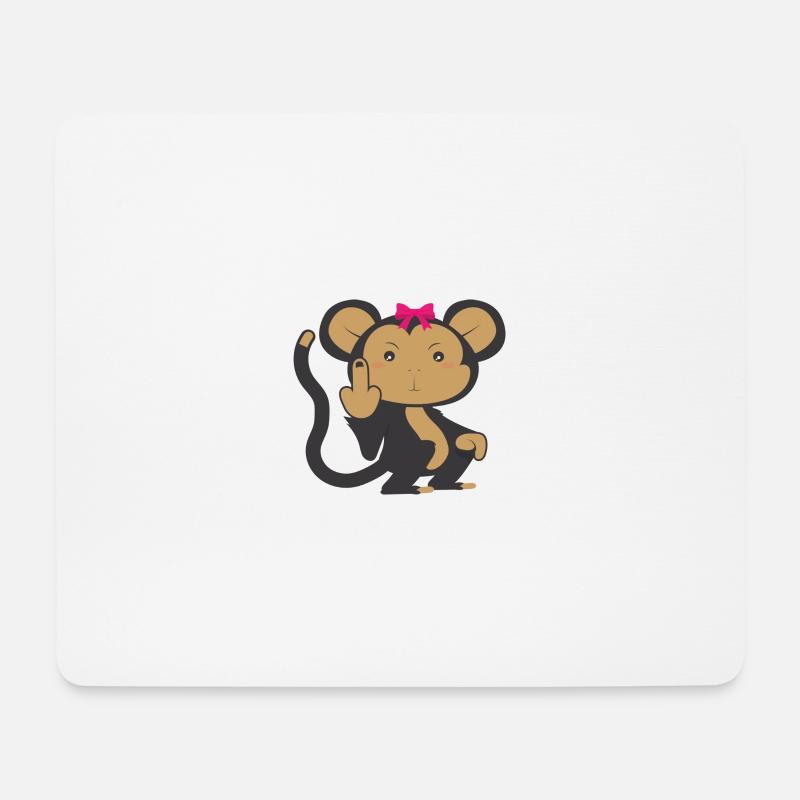 Genervter, süßer Affe mit Schleife - Mousepad (Querformat) - Weiß