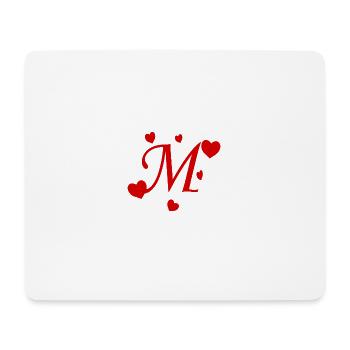 Buchstabe M mit Herzen - Mousepad (Querformat) - Weiß - Vorne