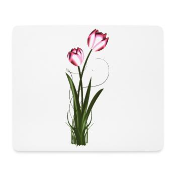 zwei Metallic schimmernde Tulpen im Frühling - Mousepad (Querformat) - Weiß - Vorne