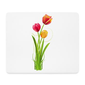 Trois tulipes aux couleurs vives comme bouquet printanier - Tapis de souris (format paysage) - blanc - Devant