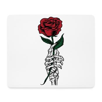 Skeletthand hält rote Rose - Mousepad (Querformat) - Weiß - Vorne