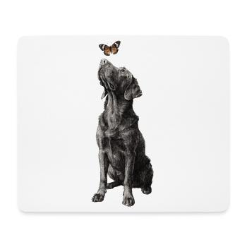 Labrador Illustration mit Schmetterling Hund Labbi - Mousepad (Querformat) - Weiß - Vorne