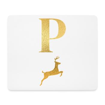 Buchstabe p goldener Hirsch - Geschenkidee - Mousepad (Querformat) - Weiß - Vorne