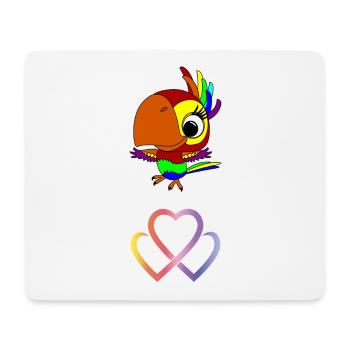 Papagei und Logo - Mousepad (Querformat) - Weiß - Vorne