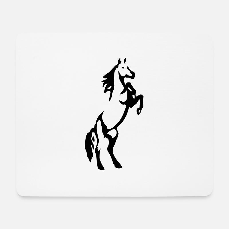 Steigender Hengst - Mousepad (Querformat) - Weiß