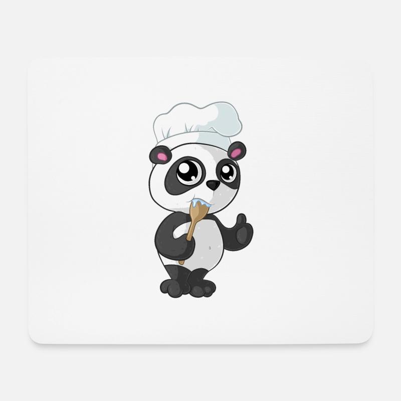 Kochender Comic Panda - Mousepad (Querformat) - Weiß