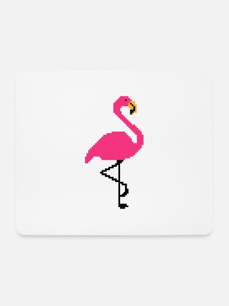 Flamingo PIxel Art - Mousepad (Querformat) - Weiß
