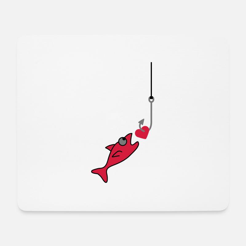 Fishing With Heart - Mousepad (Querformat) - Weiß