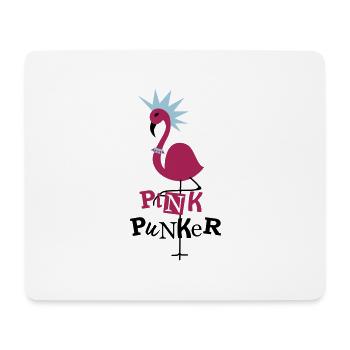 Pink flamingo punk black - Mouse Pad (horizontal) - white - Front
