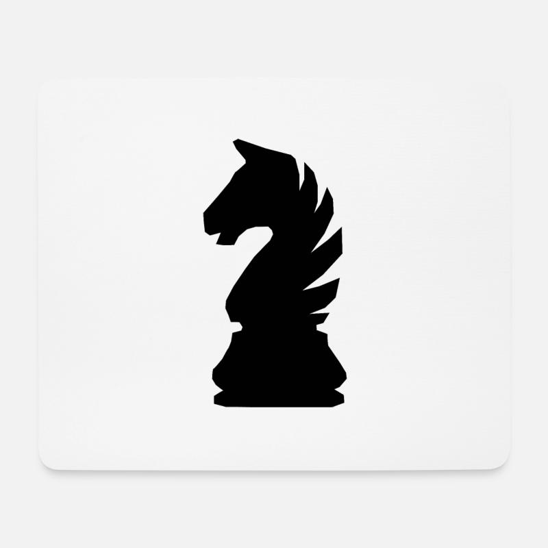 Schach Chess Springer schwarz - Mousepad (Querformat) - Weiß
