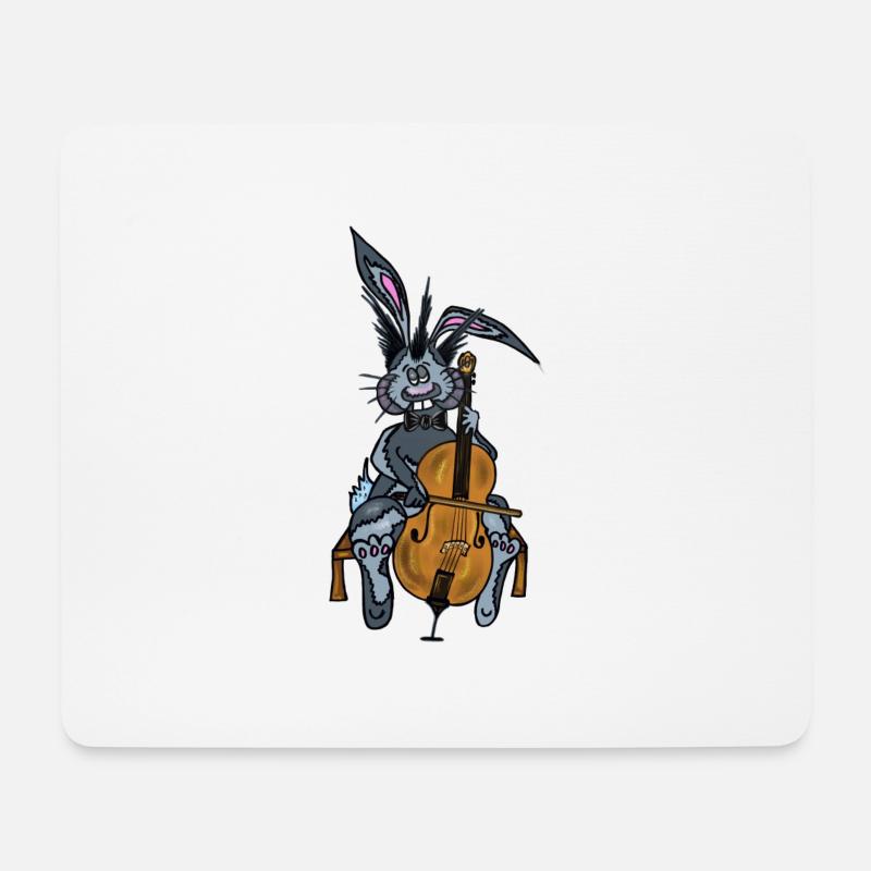 Mischa the rabbit plays the cello - Mouse Pad (horizontal) - white