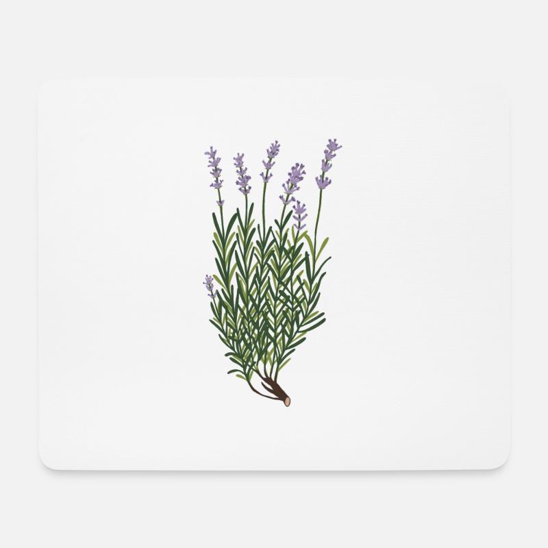 Lavendel botanische Zeichnung - Mousepad (Querformat) - Weiß