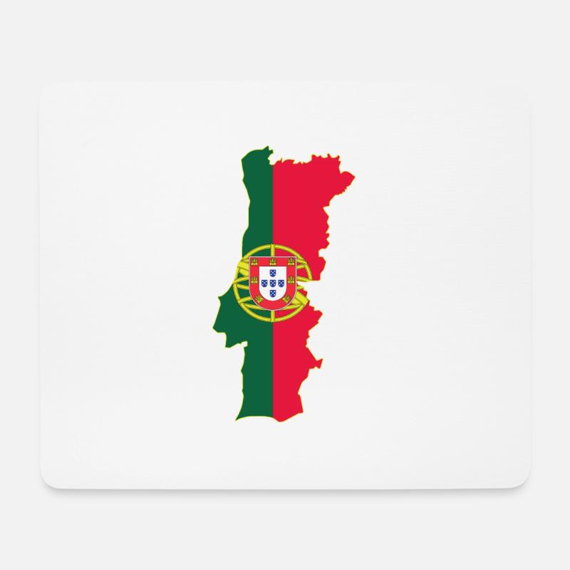 Portugal Flagge und Landkarte - Mousepad (Querformat) - Weiß