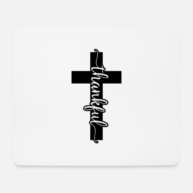 Kreuz Thanksfull - Mousepad (Querformat) - Weiß