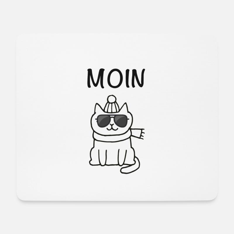 Moin Katze mit Sonnenbrille - Mousepad (Querformat) - Weiß