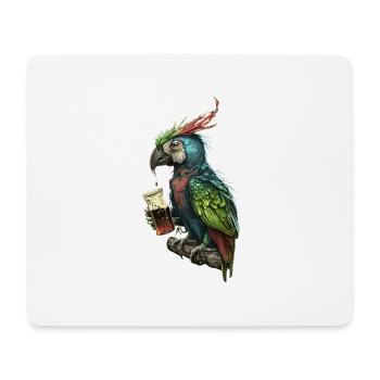 Lustiger Biertrinker, der coole Papagei - Mousepad (Querformat) - Weiß - Vorne