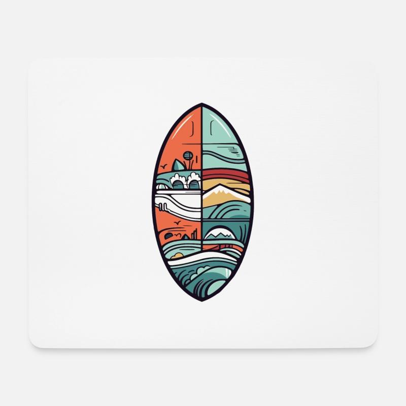 Surfbrett - Mousepad (Querformat) - Weiß