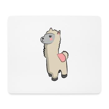 Lama Alpaka Motive Tier Mädchen pastellfarben pink - Mousepad (Querformat) - Weiß - Vorne