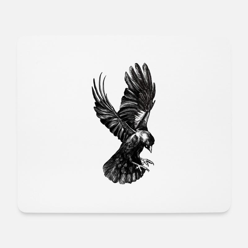 Schwarzer Rabe - Mousepad (Querformat) - Weiß