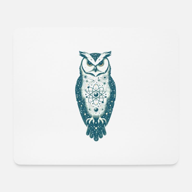Eule im All | Weltall in der Eule - Mousepad (Querformat) - Weiß