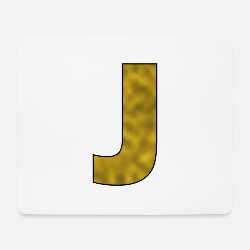 Letter J Gold - Mouse Pad (horizontal) - white