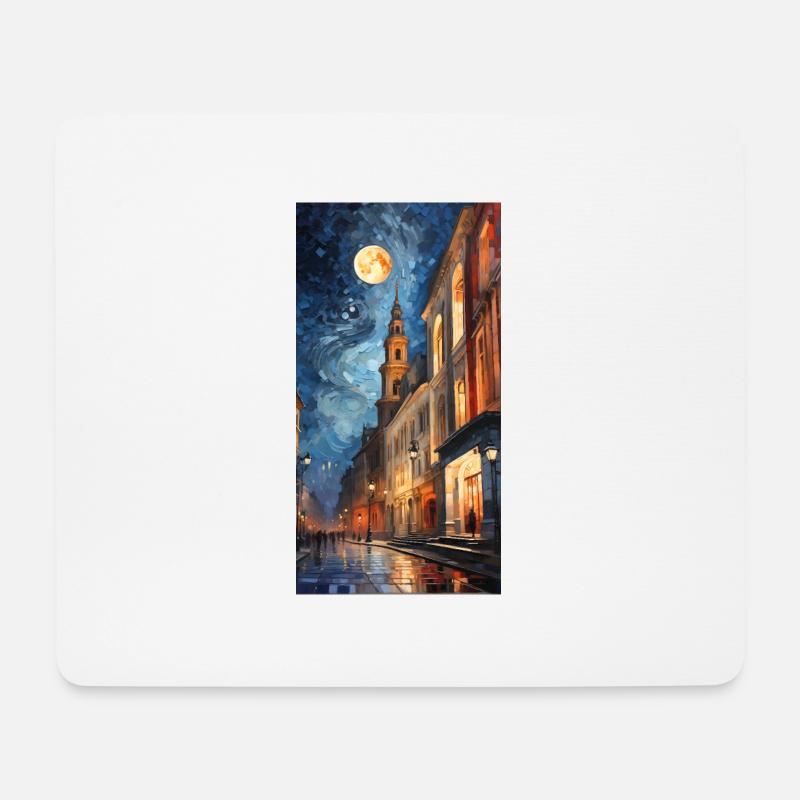 Mondnacht in der Stadt - Mousepad (Querformat) - Weiß