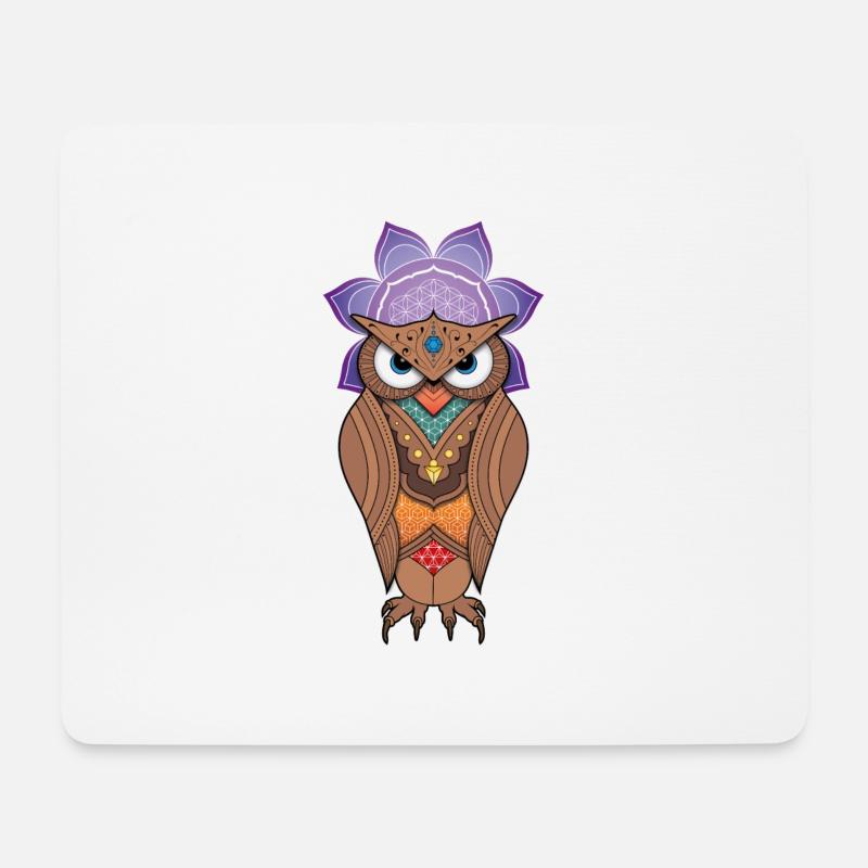 Eule - Mousepad (Querformat) - Weiß