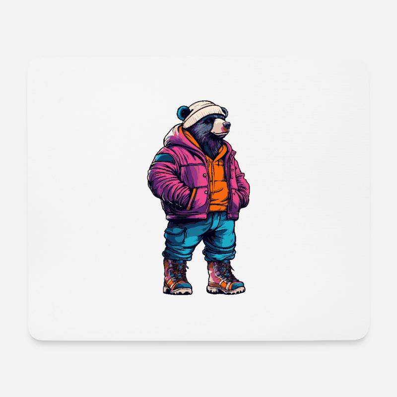 Bär Lustig Winter - Mousepad (Querformat) - Weiß