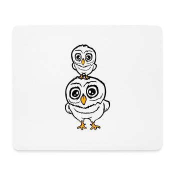 2 hiboux Papa Maman Enfant Bébé Famille Mère Père - Tapis de souris (format paysage) - blanc - Devant