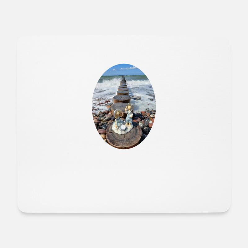 Kinder am Strand - Mousepad (Querformat) - Weiß