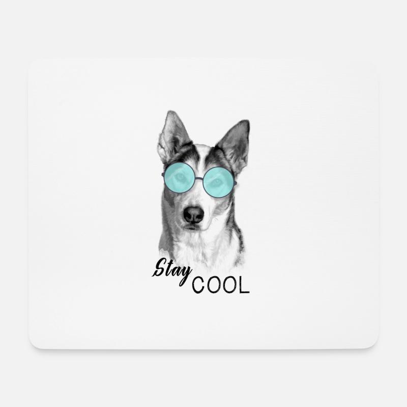 Hund - Stay Cool - Mousepad (Querformat) - Weiß