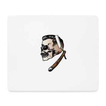 Barber Skull Schädel mit Bart Schnurrbart Schädel - Mousepad (Querformat) - Weiß - Vorne