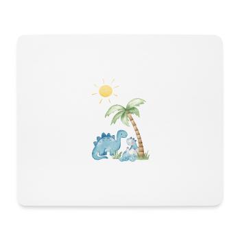 Tierische Auszeit mit Dino, Palme und Sonne - Mousepad (Querformat) - Weiß - Vorne