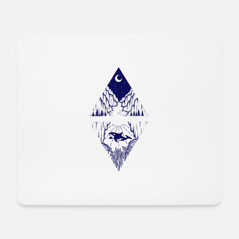 Landschaft mit Bergen und unter Wassermotiv - Mousepad (Querformat) - Weiß
