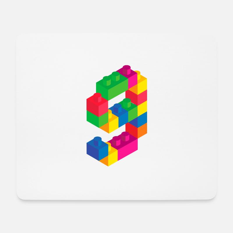 Nettes Blockgebäude 9. Geburtstagsgeschenk 9 Jahre alt - Mousepad (Querformat) - Weiß