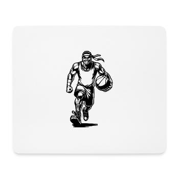 Big stormy basketball player with ball - Mouse Pad (horizontal) - white - Front