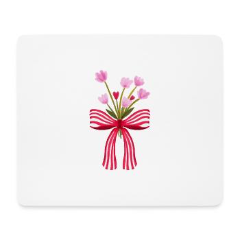 Watercolor Flowers with Bow - Mouse Pad (horizontal) - white - Front