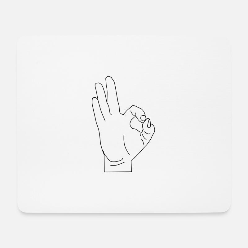 Finger Kreis - Mousepad (Querformat) - Weiß
