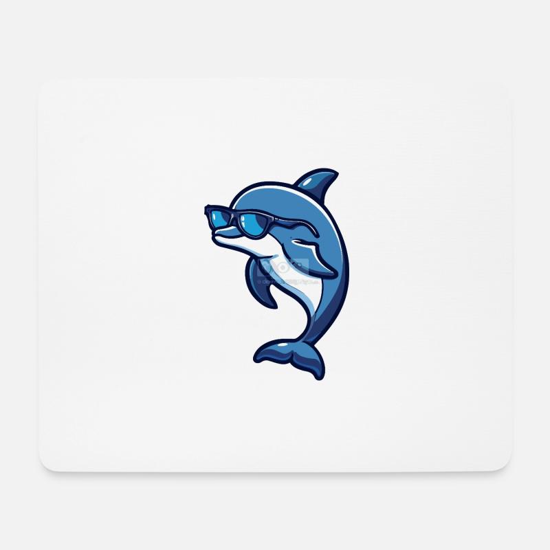 Dauphin Cool Animal - Tapis de souris (format paysage) - blanc