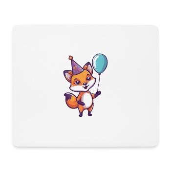 Fuchs Geburtstag Comic - Mousepad (Querformat) - Weiß - Vorne