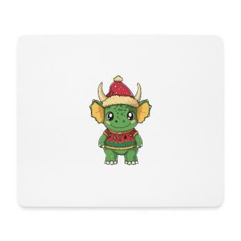 Dinosaur triceratops Christmas Comic - Mouse Pad (horizontal) - white - Front