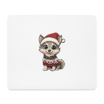 Bande dessinée de Noël loup - Tapis de souris (format paysage) - blanc - Devant