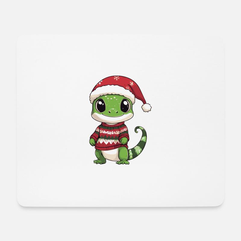 Echse Weihnachten Comic - Mousepad (Querformat) - Weiß