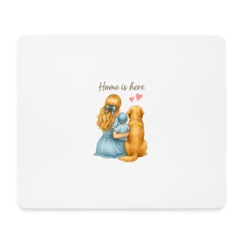 Home is Here – Familie mit Hund - Mousepad (Querformat) - Weiß - Vorne
