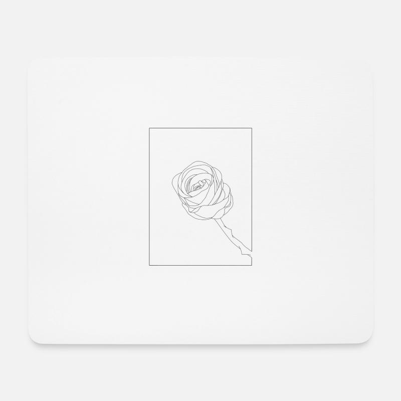 Rose fineline schwarz - Mousepad (Querformat) - Weiß